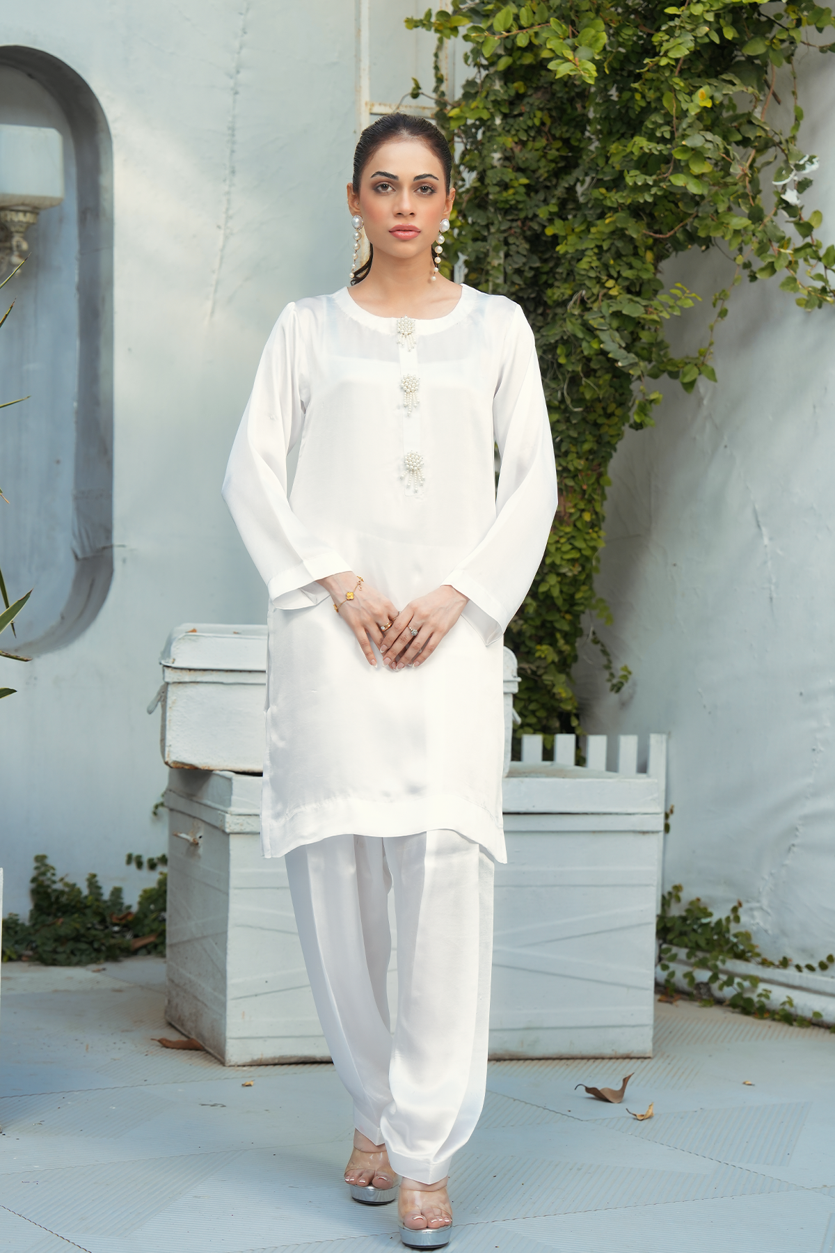 Egg White Solid 2-Piece Shirt & Trouser Set