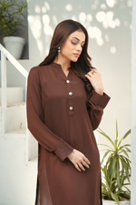 Chocolate Brown Solid 2-Piece Shirt & Trouser Set