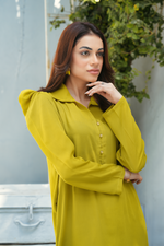 Olive Solid 2-Piece Shirt & Trouser Set