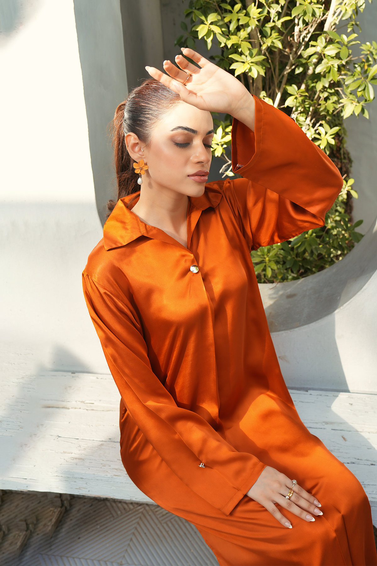 Gold Mustard Solid 2-Piece Shirt & Trouser Set