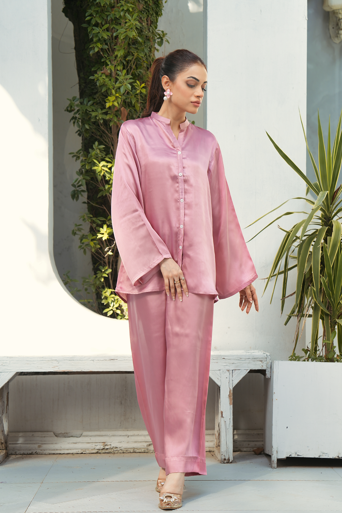Cotton Candy Solid 2-Piece Shirt & Trouser Set