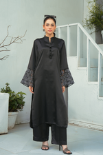 Premium Black Solid 2-Piece Shirt & Trouser Set