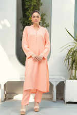 Peach Solid 2-Piece Shirt & Trouser Set