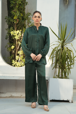 Deep Green Solid 2-Piece Shirt & Trouser Set