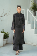 Premium Black Solid 2-Piece Shirt & Trouser Set