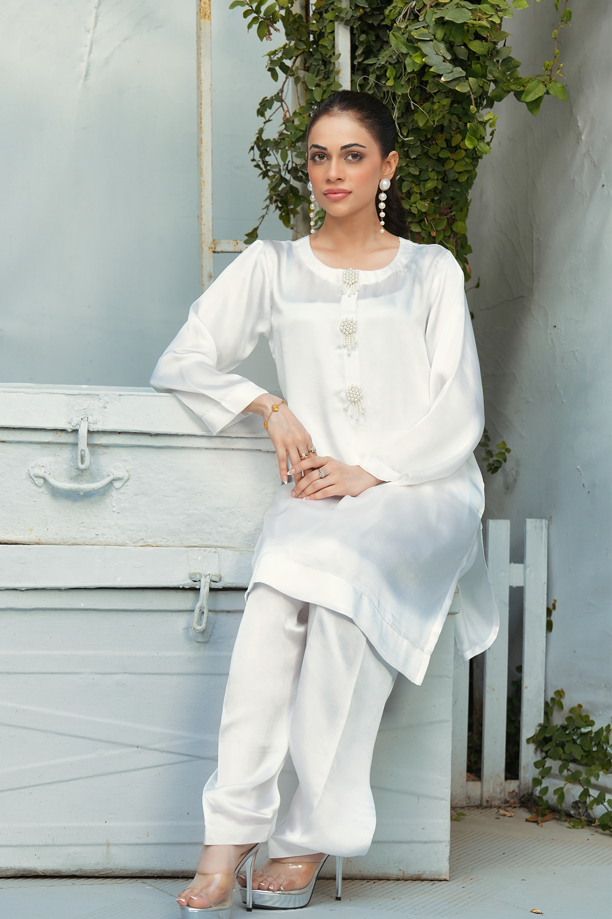 Egg White Solid 2-Piece Shirt & Trouser Set