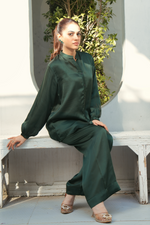 Deep Green Solid 2-Piece Shirt & Trouser Set