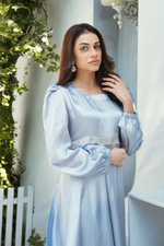 Silver Blue Solid 2-Piece Maxxi & Trouser Set