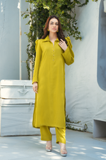 Olive Solid 2-Piece Shirt & Trouser Set