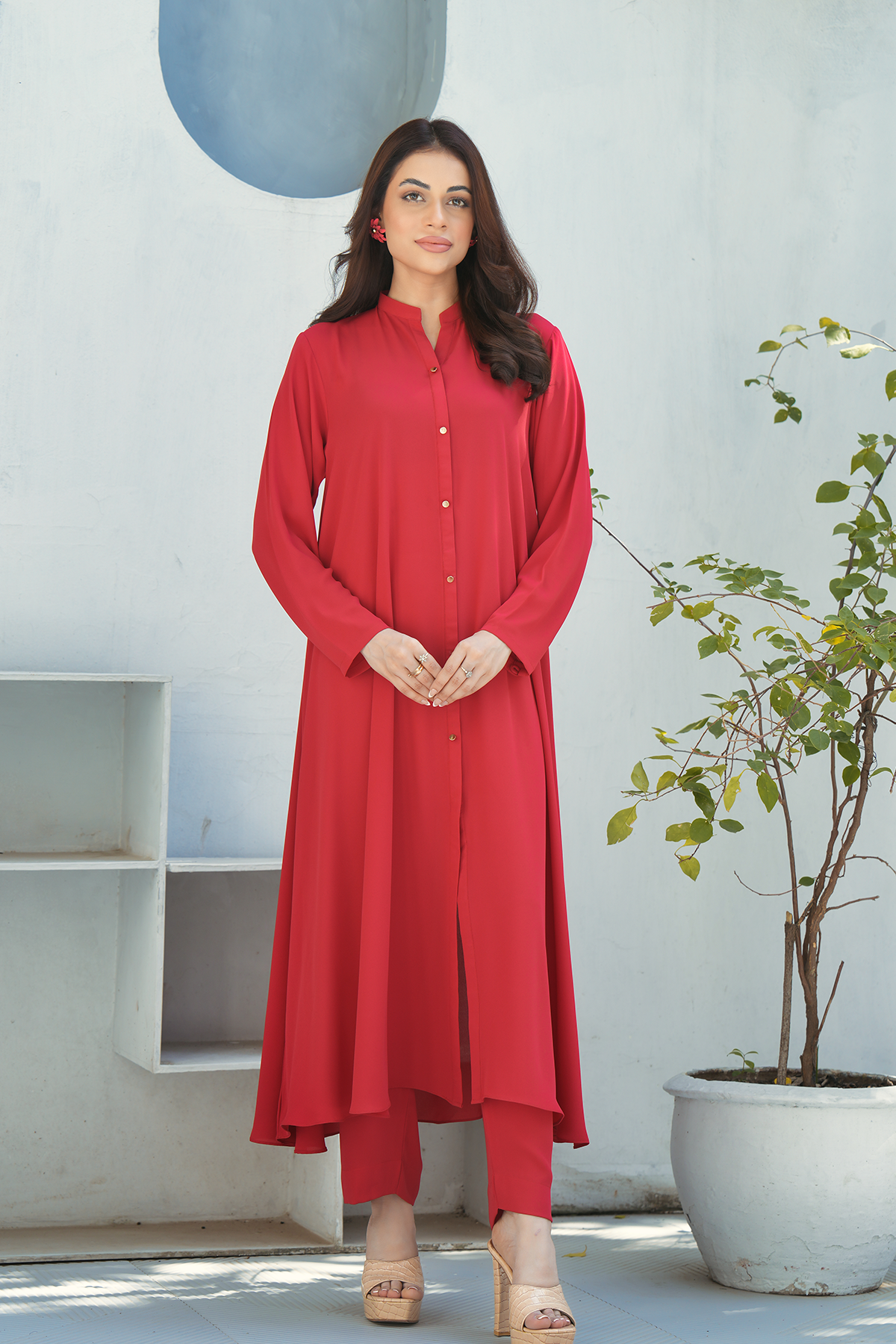 Maroon Solid 2-PC Frock
