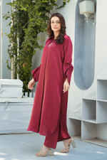 Velora Maroon Solid 2-Piece Shirt & Trouser Set