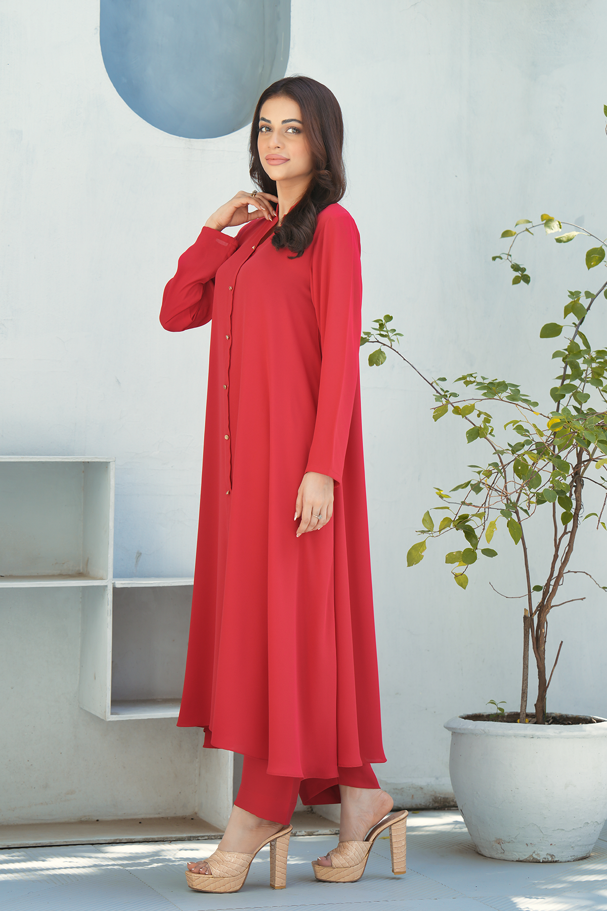 Maroon Solid 2-PC Frock