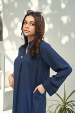 Blue Solid 2-Piece Shirt & Trouser Set