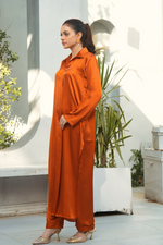 Gold Mustard Solid 2-Piece Shirt & Trouser Set