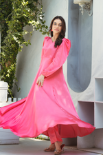 Peach Solid 2-Piece Maxxi & Trouser Set