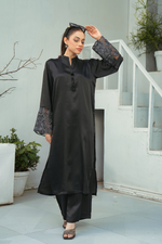 Premium Black Solid 2-Piece Shirt & Trouser Set