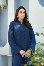 Navy Skim Solid 2-Piece Shirt & Trouser Set