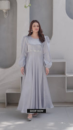 Silver Blue Solid 2-Piece Maxxi & Trouser Set
