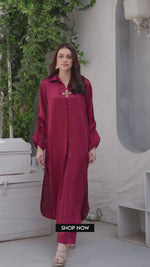 Velora Maroon Solid 2-Piece Shirt & Trouser Set