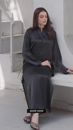 Hot Black Solid 2-Piece Shirt & Trouser Set