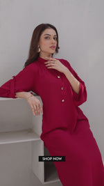 Maroon Solid 2-Piece Shirt & Trouser Set